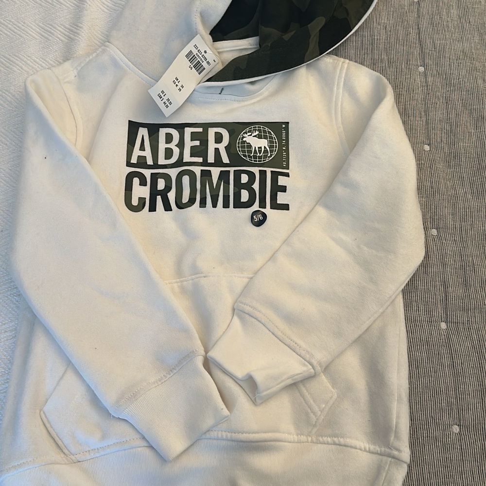 Abercrombie Kids White Hoodie with Green Accents
